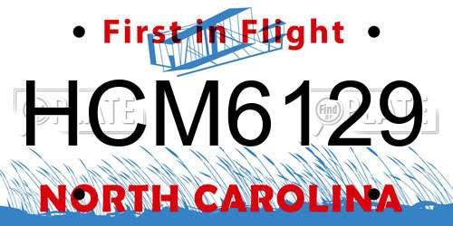 HCM6129 North Carolina License Plate