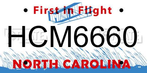 HCM6660 North Carolina License Plate