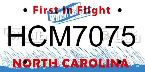 HCM7075 North Carolina License Plate