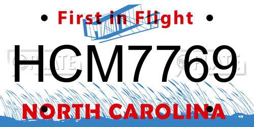 HCM7769 North Carolina License Plate
