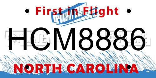 HCM8886 North Carolina License Plate