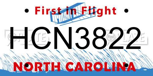 HCN3822 North Carolina License Plate