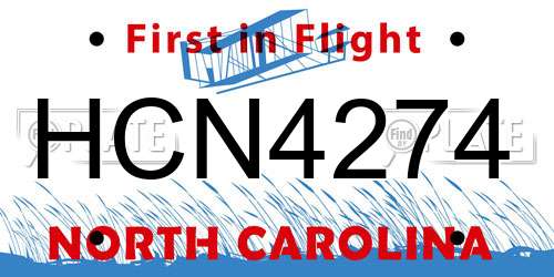 HCN4274 North Carolina License Plate
