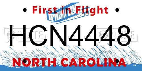 HCN4448 North Carolina License Plate