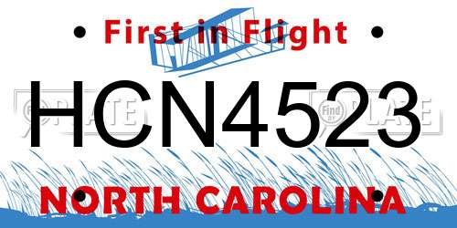 HCN4523 North Carolina License Plate