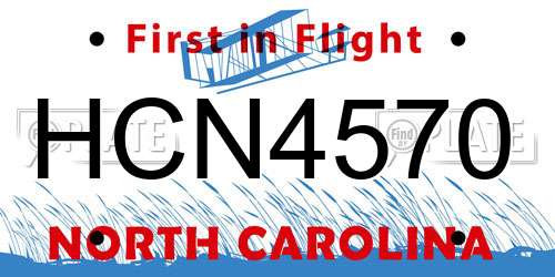HCN4570 North Carolina License Plate