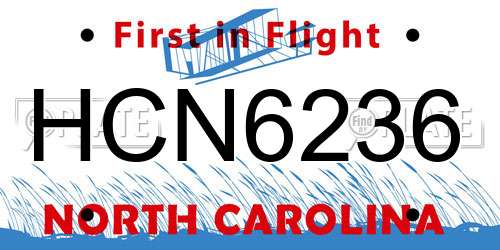 HCN6236 North Carolina License Plate
