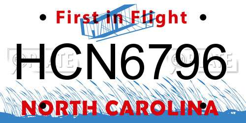 HCN6796 North Carolina License Plate