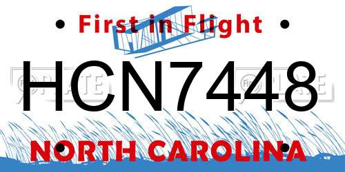 HCN7448 North Carolina License Plate