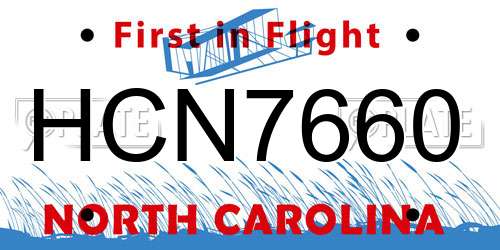 HCN7660 North Carolina License Plate