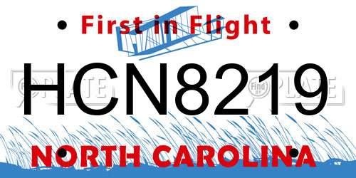 HCN8219 North Carolina License Plate