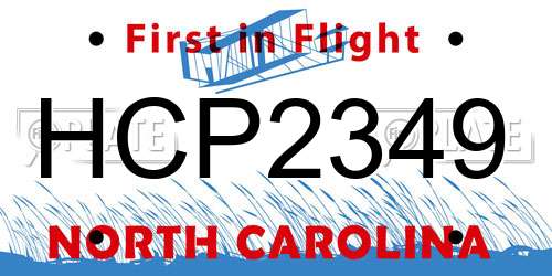 HCP2349 North Carolina License Plate