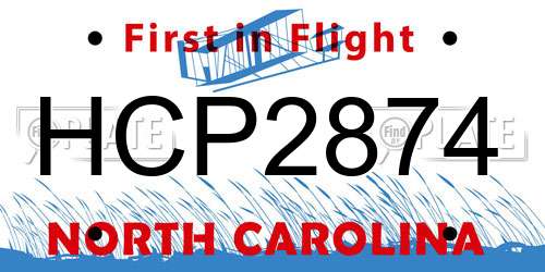 HCP2874 North Carolina License Plate