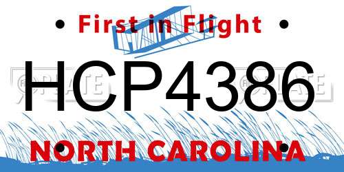 HCP4386 North Carolina License Plate