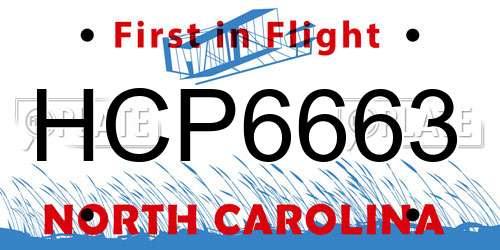 HCP6663 North Carolina License Plate