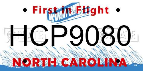 HCP9080 North Carolina License Plate