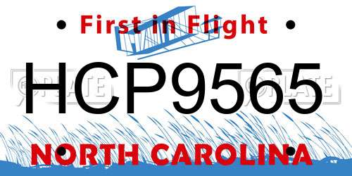 HCP9565 North Carolina License Plate