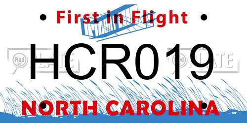 HCR019 North Carolina License Plate