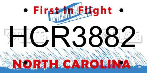 HCR3882 North Carolina License Plate