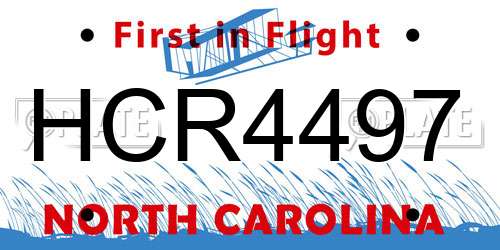 HCR4497 North Carolina License Plate