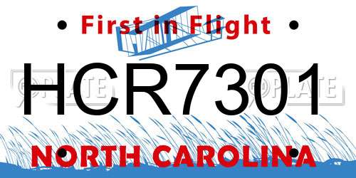 HCR7301 North Carolina License Plate