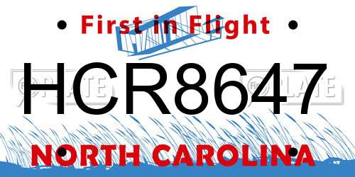 HCR8647 North Carolina License Plate
