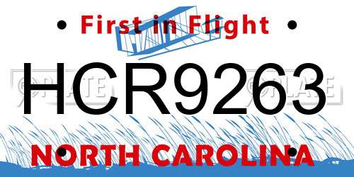 HCR9263 North Carolina License Plate