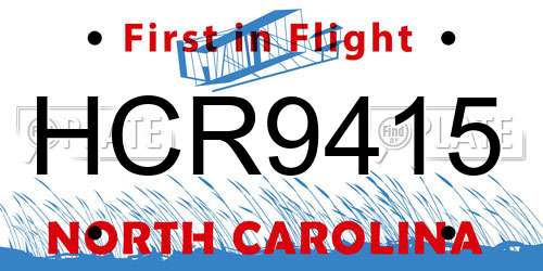 HCR9415 North Carolina License Plate