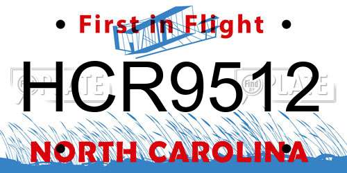HCR9512 North Carolina License Plate