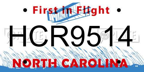 HCR9514 North Carolina License Plate