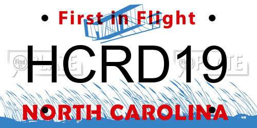 HCRD19 North Carolina License Plate