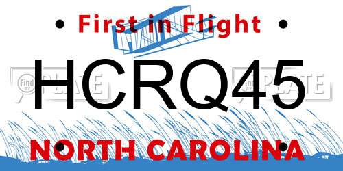 HCRQ45 North Carolina License Plate