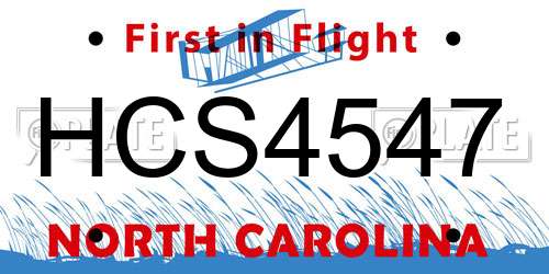 HCS4547 North Carolina License Plate