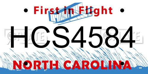 HCS4584 North Carolina License Plate