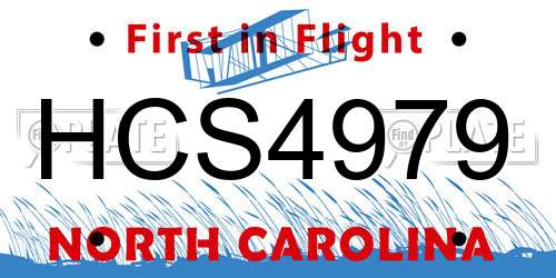 HCS4979 North Carolina License Plate