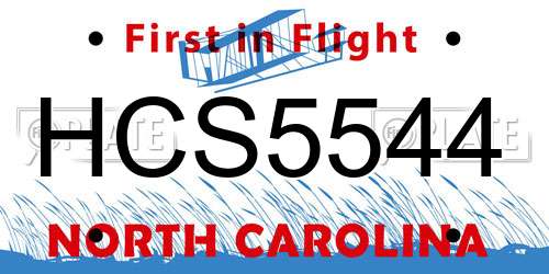 HCS5544 North Carolina License Plate