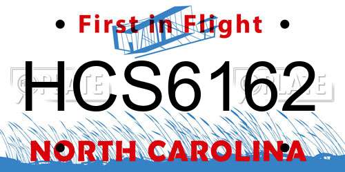 HCS6162 North Carolina License Plate