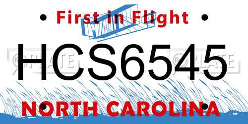 HCS6545 North Carolina License Plate