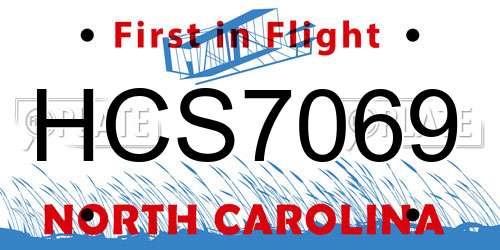 HCS7069 North Carolina License Plate