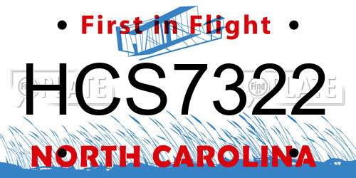 HCS7322 North Carolina License Plate