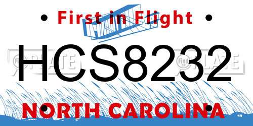 HCS8232 North Carolina License Plate