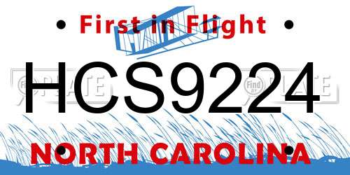 HCS9224 North Carolina License Plate