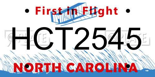 HCT2545 North Carolina License Plate