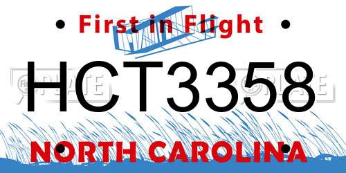 HCT3358 North Carolina License Plate