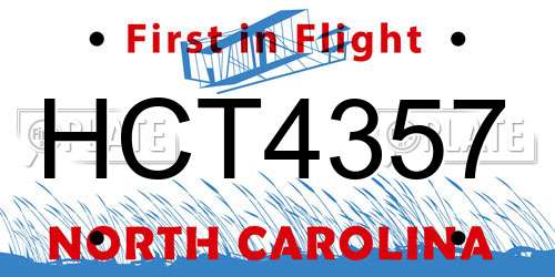 HCT4357 North Carolina License Plate