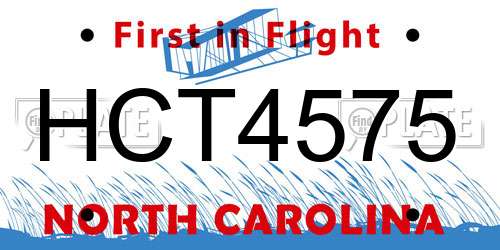 HCT4575 North Carolina License Plate