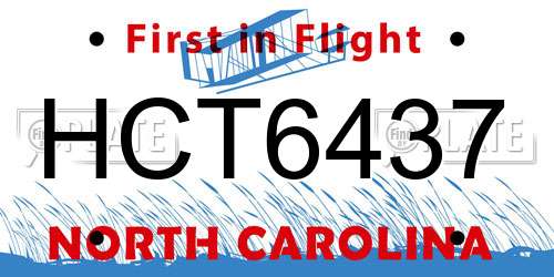 HCT6437 North Carolina License Plate