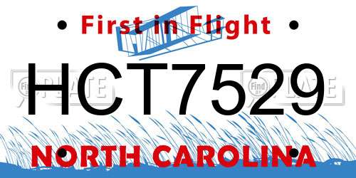 HCT7529 North Carolina License Plate