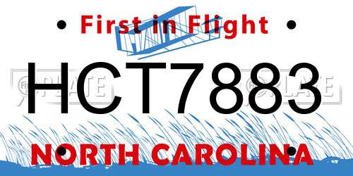 HCT7883 North Carolina License Plate