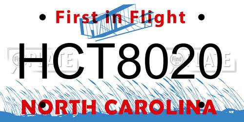 HCT8020 North Carolina License Plate